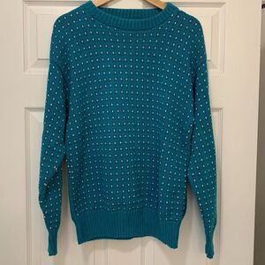 Vintage Peconic Bay Trader Green Cotton Sweater - Medium